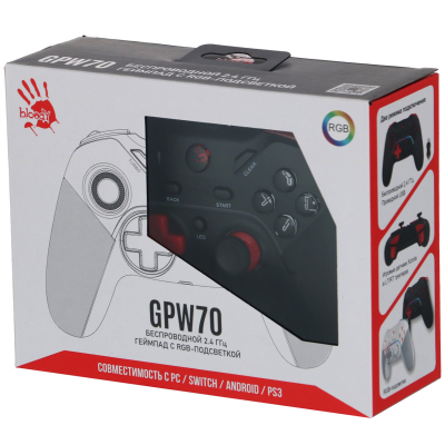 Игровой контроллер Bloody GPW70 Sports Black <2,4Ghz + USB, 600mAh, до 13Ч, PC, PS3, Andr, Switch>