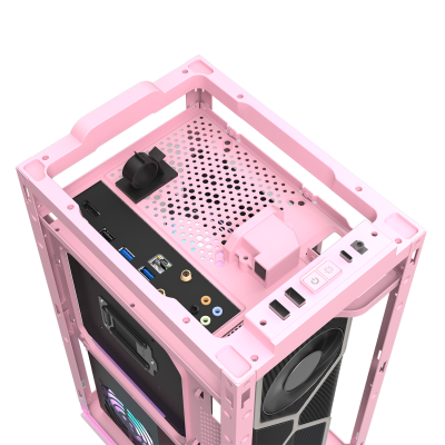 Корпус ПК без БП DarkFlash DLH21 PINK <ITX, 1x3.5, 2xUSB 3.0, 1xType C, 238.8*175*412mm >