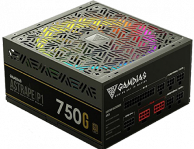Блок питания ПК  900W GAMDIAS ASTRAPE P1-750G 80PLUS GOLD <750W, RGB, APFC,135mmFAN>
