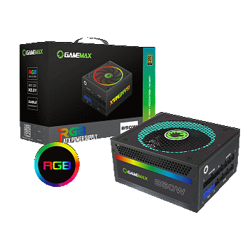 Блок питания ПК  850W GameMax RGB-850 <12cm fan, with APFC, 1x24PIN,1x12V8pin(4+4),8xSATA>