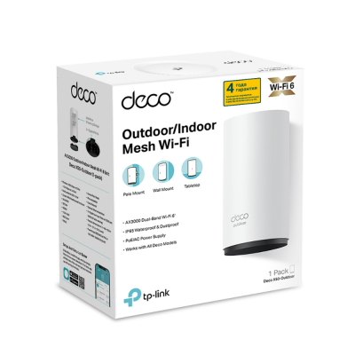 PoE Mesh Wi-Fi система GbE для улиц и помещений AX3000 Tp-Link Deco X50-Outdoor(1-pack) PoE Mesh Wi-Fi система GbE для улиц и помещений AX3000 Tp-Link Deco X50-Outdoor(1-pack)
