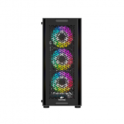 Корпус Wintek Andromeda D531-B TG, Micro ATX, USB 2*3.0/1*2.0, HD+Mic, 0,5mm, 3*12cm RGB fan, black