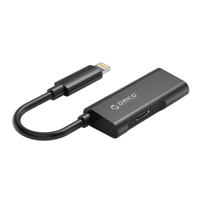 Адаптер ORICO DX01-BK-BP <Lightning 5V2A, 2хUSB Type-C, 20*43*9mm>