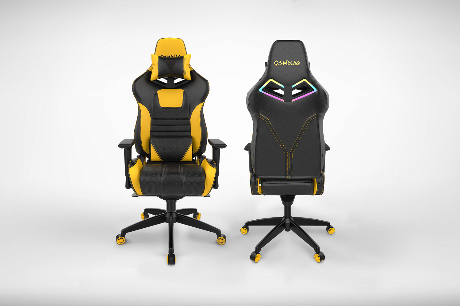 Игровое кресло GAMDIAS ACHILLES M1A L BY <Yellow, спинка:86см, наклон: 150, нагрузка: до 200кг>