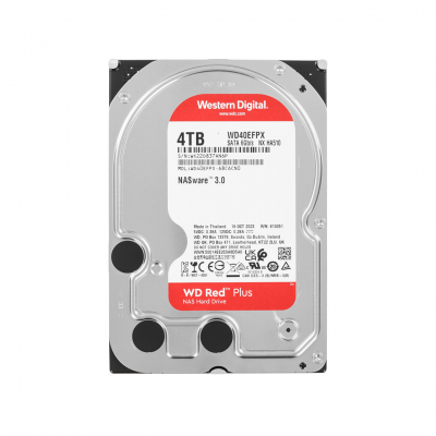 Жесткий диск HDD 4Tb Western Digital RED Plus WD40EFPX <SATA-III, 5400rpm, 3.5", 6.0 Gb/s, 256Mb>