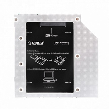 Планка в ноутбук HDD/SSD 2.5" ORICO L95SS-SV-BP <2.5" 9.5мм, 6 + 7PIN SATA CD-ROM ноутбука, SATAIII>