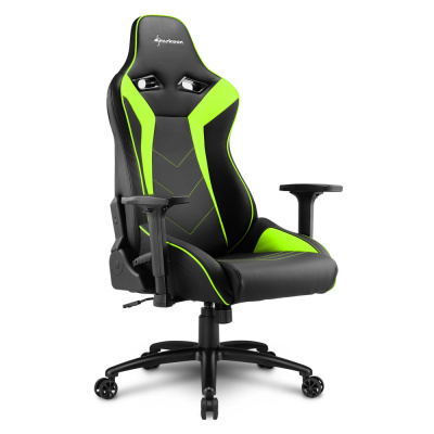 Игровое кресло Sharkoon Elbrus 3 Black/Green <Cинтетическая кожа, Газлифт 4, подлокотник 3D> Игровое кресло Sharkoon Elbrus 3 Black/Green <Cинтетическая кожа, Газлифт 4, подлокотник 3D>