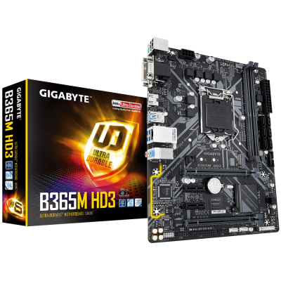 Материнская плата S-1151 GIGABYTE B365 MATX <B365M HD3, VGA, DVI, HDMI, 2xDDR4, M.2>