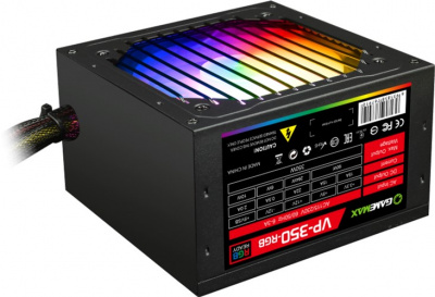 Блок питания ПК  350W GameMax VP-350-RGB <350W, RGB, 120mm, 2xSATA, 2x4PIN, NO PFC>