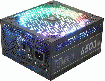 Блок питания ПК  780W GAMDIAS ASTRAPE P1-650G 80PLUS GOLD <650W, RGB, APFC,135mmFAN>