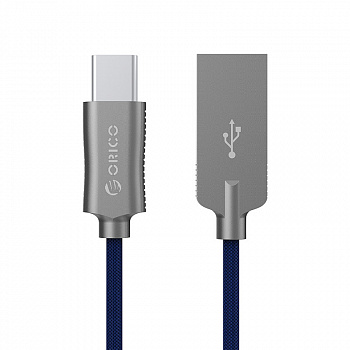 Кабель Type C ORICO HCU-10-V1-BL (BP) <1М, USB2.0, 2.4A, BLUE> V2