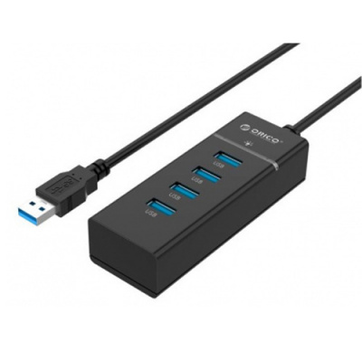 USB Хаб ORICO W6PH4-U3-V1-BK-BP <USB3.0x4, 30cm, 104*37*24mm, BLACK, Blue LED  Indicator>
