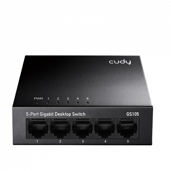 Коммутатор гигабитный  5-портовый CUDY GS105 <10/100/1000 Mbps, Металлический корпус>