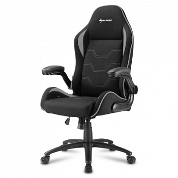 Игровое кресло Sharkoon Elbrus 1 Black/Grey <Ткань, Газлифт 4, Откидной подлокотник>