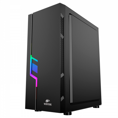 Корпус Wintek Light JX188-7-B TG, ATX/Micro ATX,USB 1*3.0/2*2.0, HD-Audio+Mic, 0,5 mm, 1*12cm fRGB 