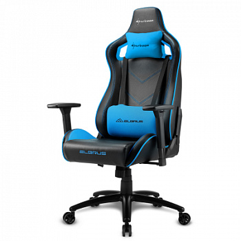 Игровое кресло Sharkoon Elbrus 2 Black/Blue <Синтетическая кожа, Газлифт 4, подлокотник 3D>
