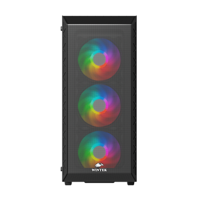 Корпус Wintek Mars PS195-6-M-B TG, ATX/Micro ATX, USB 1*3.0/2*2.0, 0,45mm, 4*12cm ARGB fan, Black