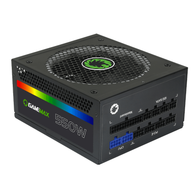 Блок питания ПК  550W GameMax RGB-550 <450W, 12cm fan, with APFC, 1x24PIN,1x12V8pin(4+4),6xSATA, МК>