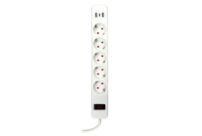 Сетевой фильтр S SMART SM-GS05CK3U-5M <белый, 10А, 5роз, 5М, EU, 2*USB, Type-C>