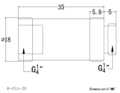Фитинг удлинитель резьбовой Bykski B-EXJ-35 <35мм, Размер резьбы: G1/4, Black>