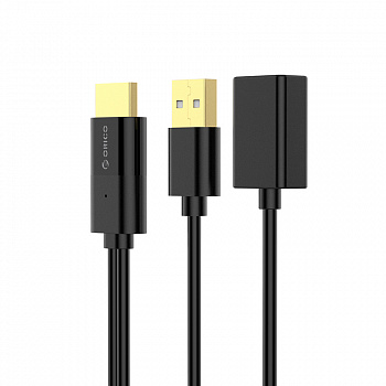 Видео кабель USB к HDMI ORICO PE-P1-BK-BP <USB to HDMI, iOS, DC 5V1A, ABS, 1m>
