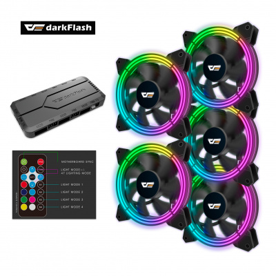 Вентилятор для корпуса DarkFlash CF11 PRO 5IN1 <6Pin, 120*120*25mm, 1200RPM, 22dBA, Гидроподшипник>