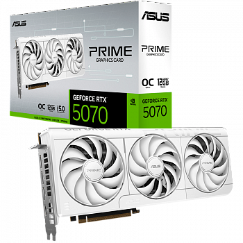 Видеокарта ASUS RTX 5070 12GB White PRIME-RTX5070-O12G-WHITE (GDDR7, 192-bit, HDMI, 3xDP)