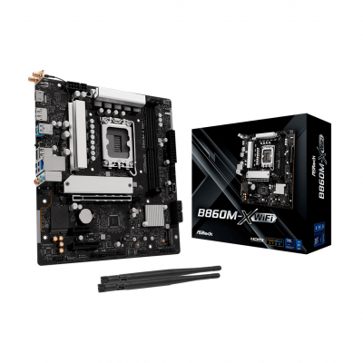 Материнская плата ASRock B860M-X WIFI LGA1851 2xDDR5 4xSATA 2xM.2 1xHDMI 1xDP WiFi mATX