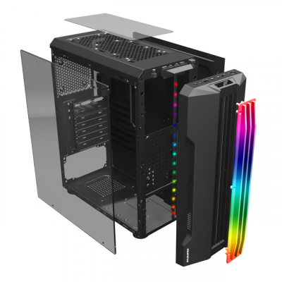 Корпус Wintek Flame D525-B TG, ATX/Micro ATX, USB 1*3.0/1*2.0, HD+Mic,0,5mm, 1*12cm RGB+пульт, Black Корпус Wintek Flame D525-B TG, ATX/Micro ATX, USB 1*3.0/1*2.0, HD+Mic,0,5mm, 1*12cm RGB+пульт, Black