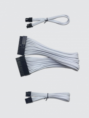 Кабель комплект питания ПК WHITE <папа-мама, 24Pin*1, 8Pin*2, 4Pin*2, без фиксаторов>