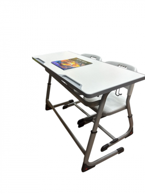 Комплект двухместный парта+стул <стол, два стула, регулировка высоты>