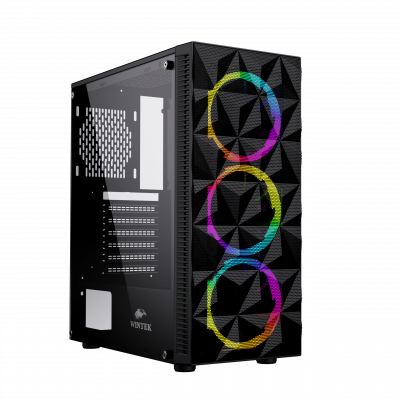 Корпус Wintek Spike G02 TG, ATX/Micro ATX, USB 1*3.0/2*2.0, HD-Audio+Mic, 0,5 mm, 3*12cm ARGBfan