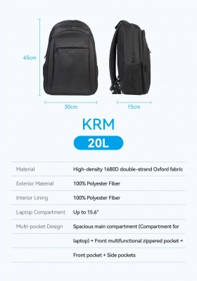 Рюкзак для ноутбука Vention KRMB0 <Laptop Backpack (45cm x 30cm x 15cm) Black>