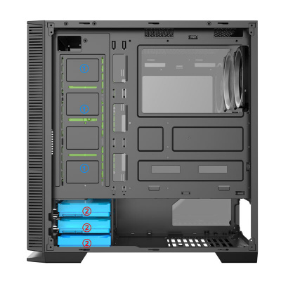 Корпус ПК без БП GameMax Aurora <ATX, 1х120mm,Tower, 3x3.5, 3x2.5, 4xUSB, Audio 435x206x450mm>