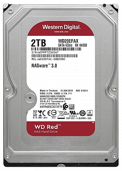 Жесткий диск HDD 2Tb Western Digital RED Plus, SATA-III, 3,5 IntelliPower 64MB (WD20EFPX)