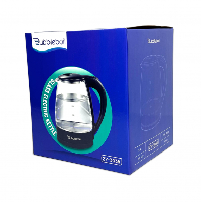 Электрочайник Bubbleboil ZY-303B <Стекло, 2L, 1500-1800 Вт, черный>
