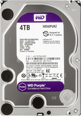 Жесткий диск HDD 4Tb Western Digital Purple WD40PURZ V2 <SATA-III, 5400rpm, 3.5", 6.0 Gb/s, 64M>