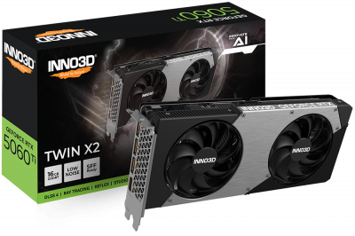Видеокарта Inno3D GeForce RTX5060 Ti TWIN X2, 16G GDDR7 128-bit HDMI 3xDP N506T2-16D7-191073N