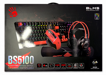 Комплект игровой Bloody BS5100 4в1 <S510R+W95Max Sports Red + G200S + BP-50L>