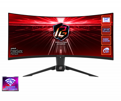 Монитор 34" ASRock PG34WQ15R2B VA <3440x1440, 165Hz, Изогнутый, Черный>
