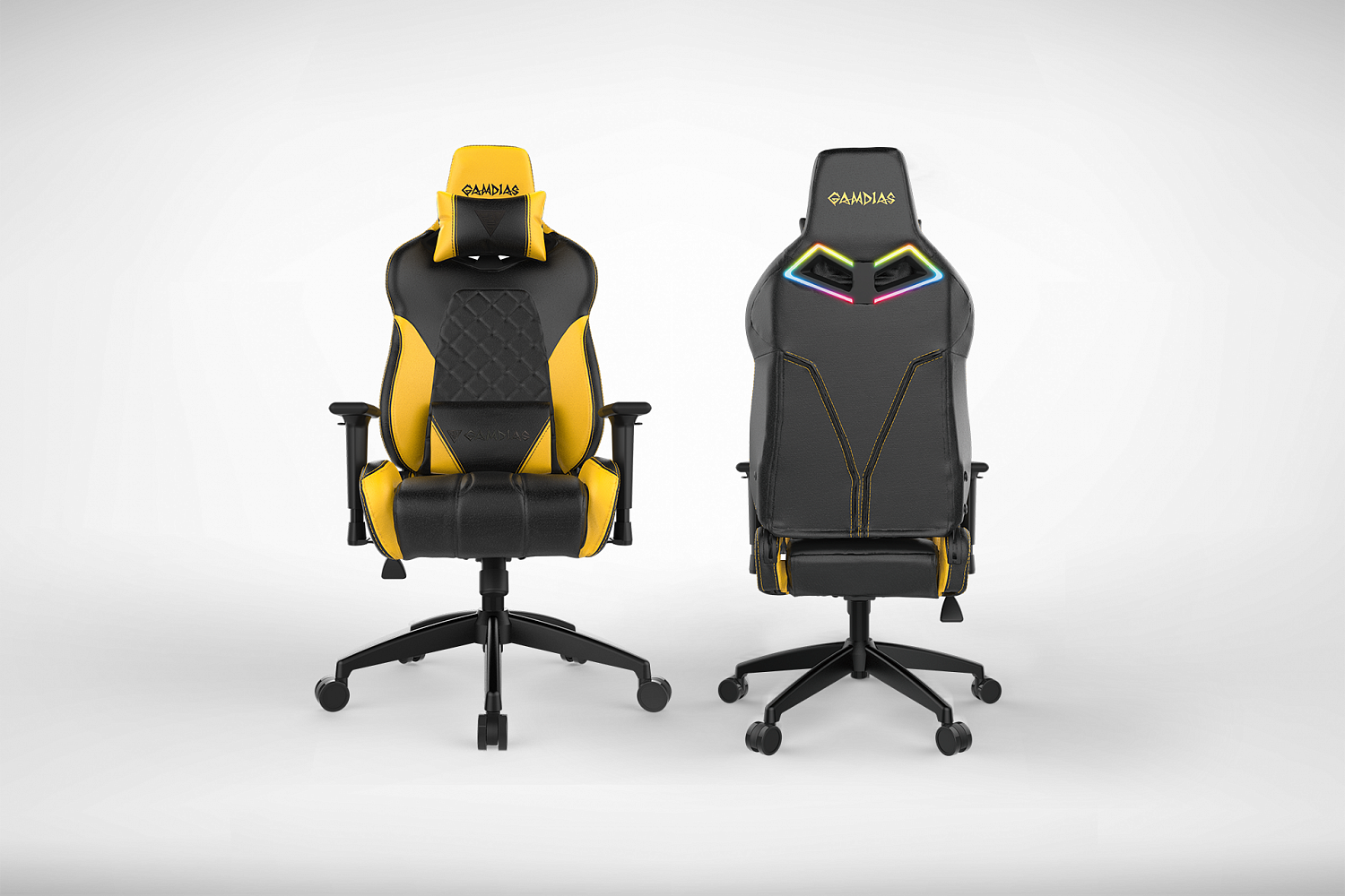 Игровое кресло GAMDIAS ACHILLES E1 L BY <YELLOW, спинка:86см, наклон: 150, нагрузка: до 200кг> v2