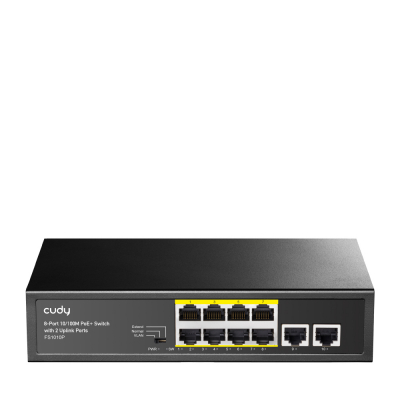 Коммутатор PoE+  8-портовый CUDY FS1010P <8-Port 10/100M PoE+ Switch with 2 Uplink Ports 120W>