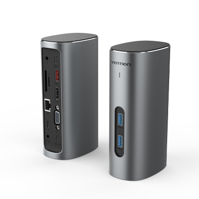 Докстанция Vention TPJH0-TY <USB-C to HDMI/VGA/USB 3.1 Gen 2/USB 3.1 Gen 2-C/USB 3.0x2/RJ45/SD/TF/>