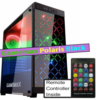 Корпус ПК без БП GameMax Polaris Black <ATX, 4x120 RGB LED 2xUSB3.0, 2xUSB2.0, 218x452x447mm> Корпус ПК без БП GameMax Polaris Black <ATX, 4x120 RGB LED 2xUSB3.0, 2xUSB2.0, 218x452x447mm>