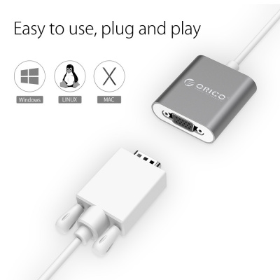 Переходник видео ORICO RCV-SG-PRO <Type-C - VGA, FHD@60Hz, 15см, GRAY>