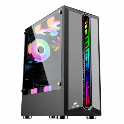 Корпус Wintek Blade D526 TG, ATX/Micro ATX,USB 1*3.0/2*2.0, HD+Mic, 0,5mm, 1*12cm DRRainbow fan