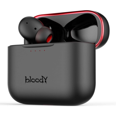 Наушники TWS Bloody M90-Black+Red <BTv5.1, 500+40mAh, MOCI, 102dB, ANC, беспроводная зарядка>