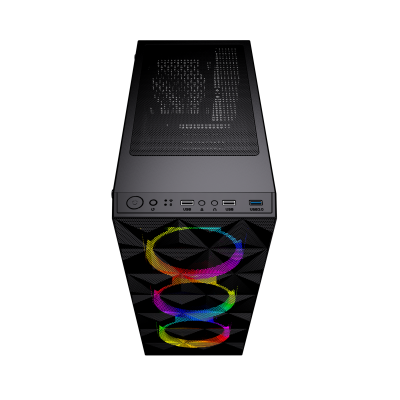 Корпус Wintek Spike G02 TG, ATX/Micro ATX, USB 1*3.0/2*2.0, HD-Audio+Mic, 0,5 mm, 3*12cm ARGBfan