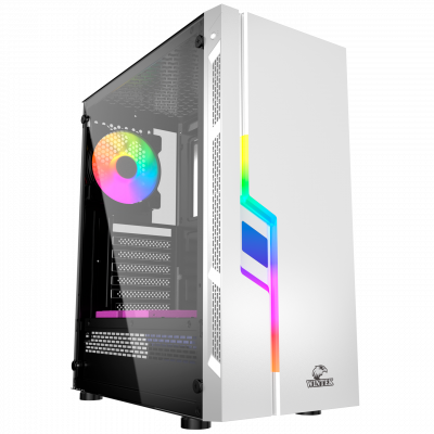 Корпус Wintek Light JX188-7-W TG, ATX/Micro ATX, USB 1*3.0/2*2.0, HD-Audio+Mic, 0,5 mm, 1*12cm fRGB 