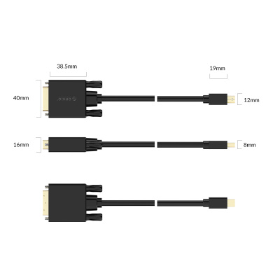 Видео кабель DP(M) to DVI(M) ORICO XD-MDTD-10-BK-BP <Mini DP(M) to DVI(M), 1m, Black>